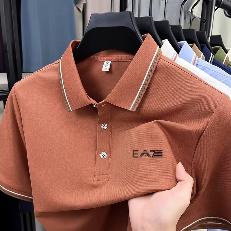 Polo à manches courtes imprimé avec lettres de marque de luxe pour hommes