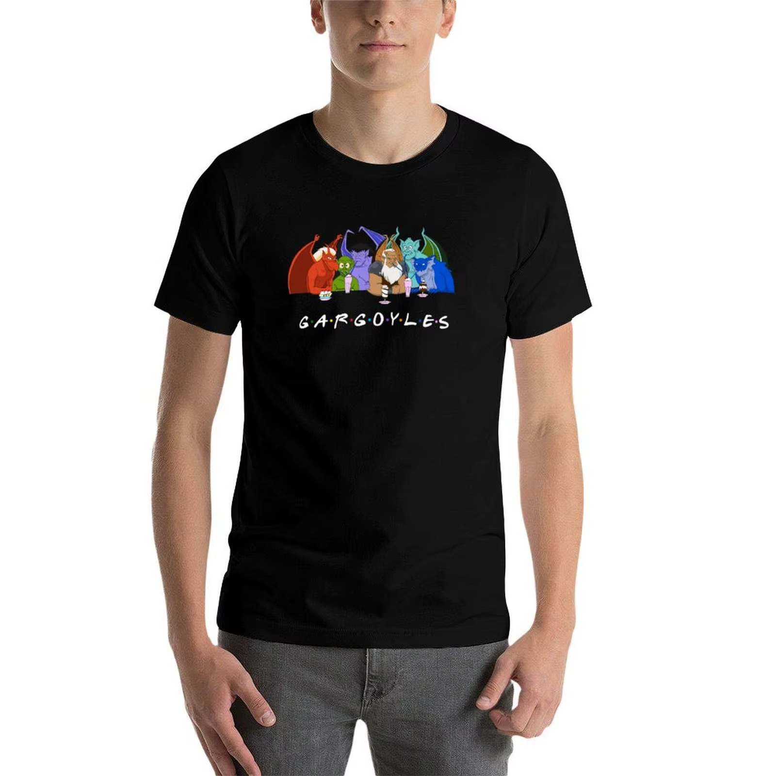 GARGOYLES-T-Shirt blanc avec police, pack de t-shirts en coton 100% coton