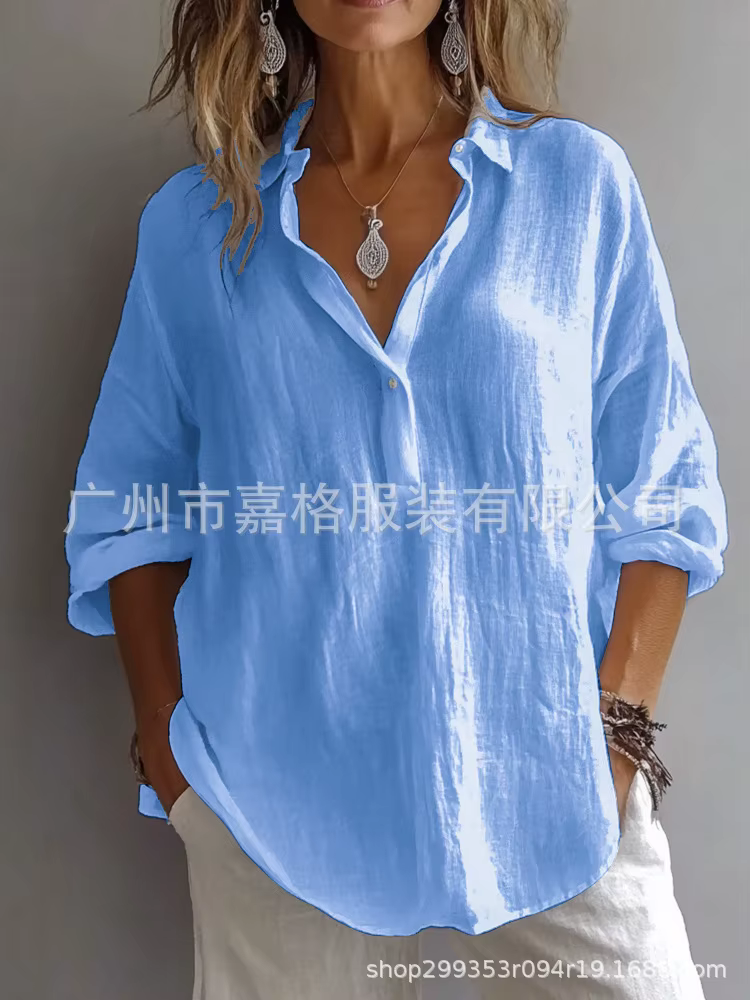 Chemise blanche en mélange de lin pour femmes