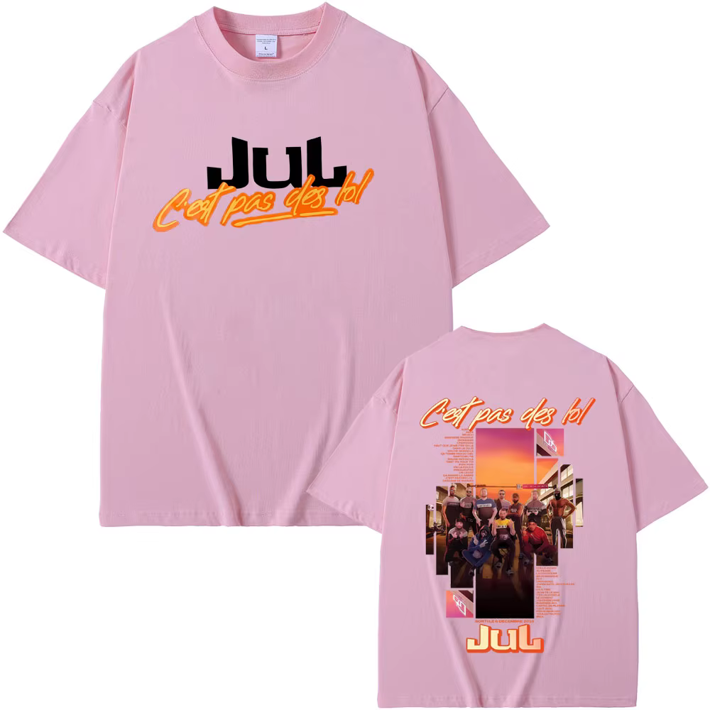 Rappeur Jul Album de musique Tour du monde 2025 T-shirt hommes femmes Hip Hop surdimensionné à manches courtes t-shirts mâle mode Vintage Streetwear
