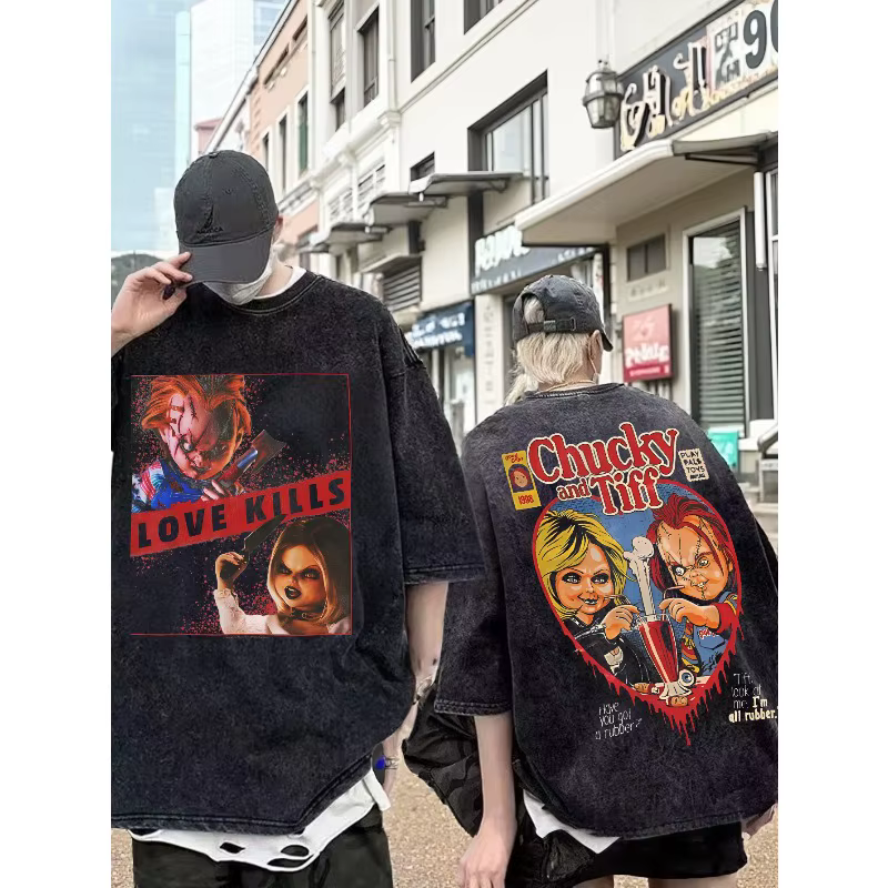 T-shirt unisexe vintage délavé noir surdimensionné à manches courtes
