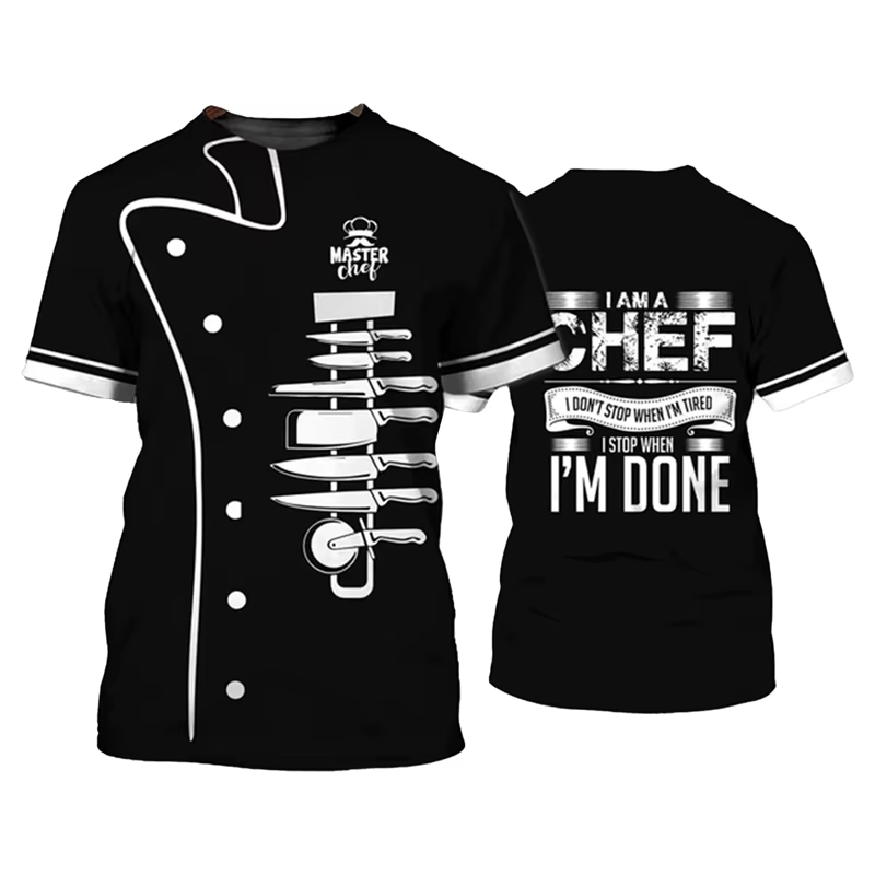 Chef T-Shirt hommes vêtements de créateurs à manches courtes t-shirts impression 3D ustensiles de cuisine Design Cool