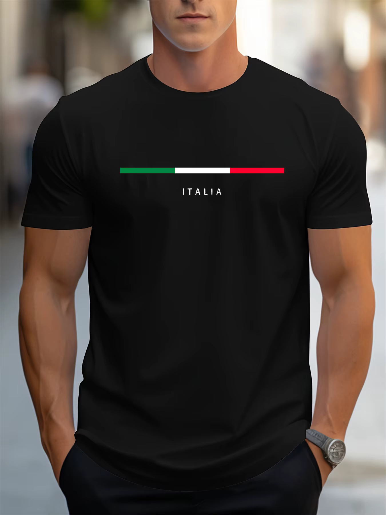 T-shirt classique à rayures vertes