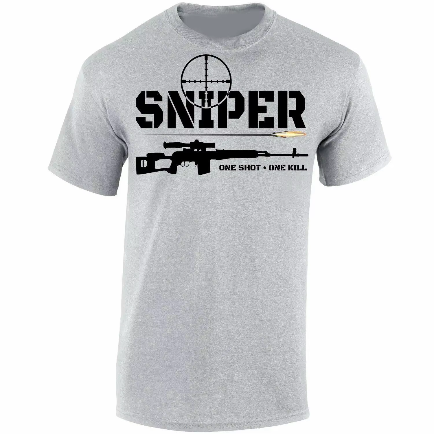 Conception Unique Sniper One Shot One Kill T-shirt coton à manches courtes col rond hommes