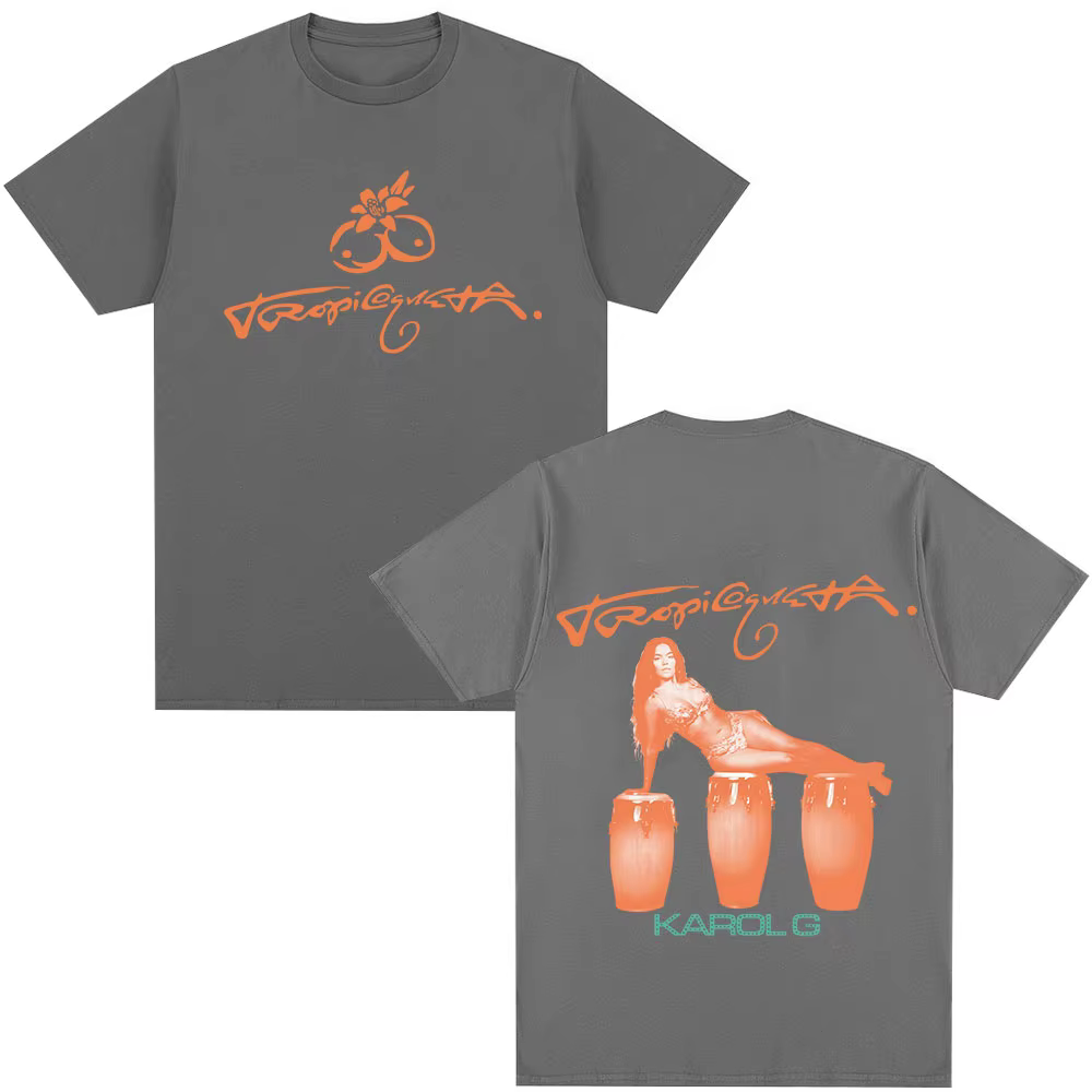 Karol G Tropicoqueta 2025 nouvel Album T-shirt hommes femmes vêtements Pop musique T-shirts décontracté coton à manches