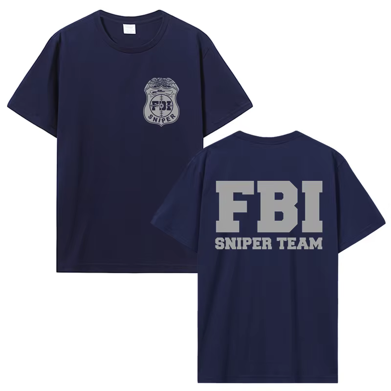 Mode nouveau Fbi Sniper équipe T-Shirt Double face hommes coton col rond