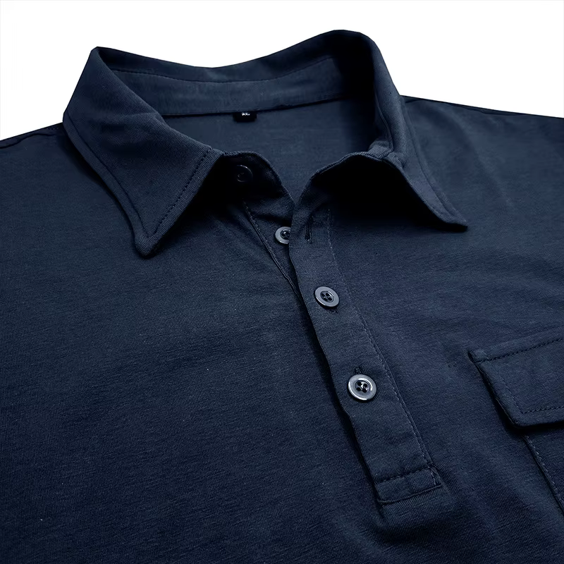 T-shirts bleu marine à manches courtes pour hommes avec poche poitrine