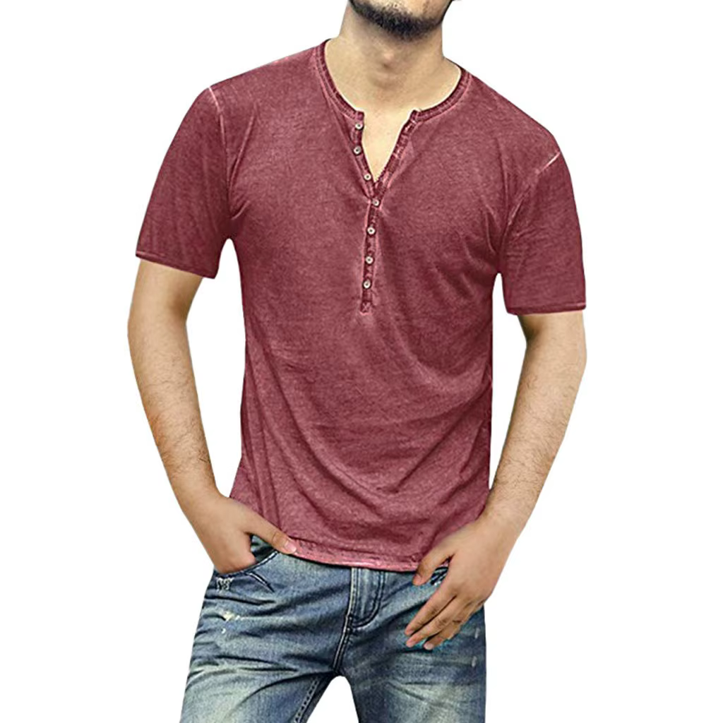 T-shirt manches courtes col Henley pour homme