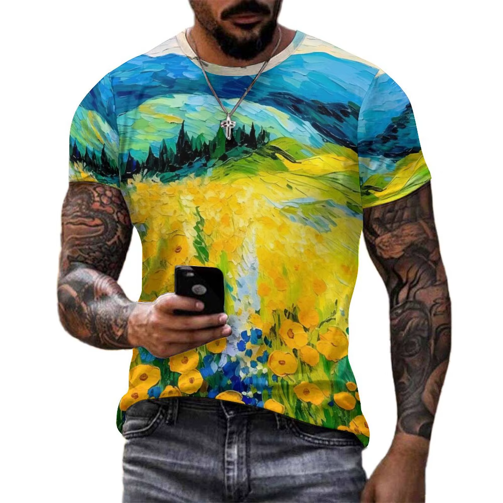T-Shirt à Col Rond pour Homme