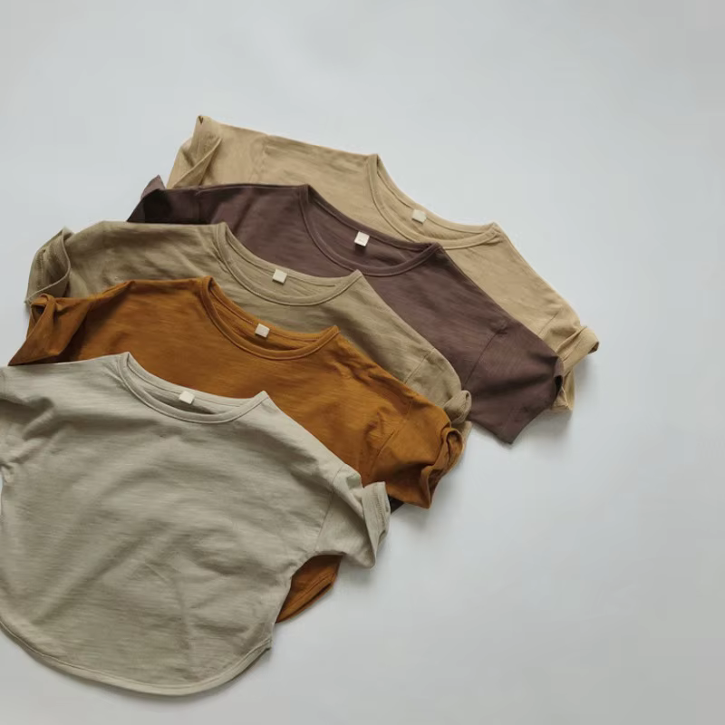1-7T 100% coton bébé t-shirt enfant en bas âge t-shirt garçon fille vêtements à manches courtes basique t-shirt haut décontracté ample t-shirt pour les enfants