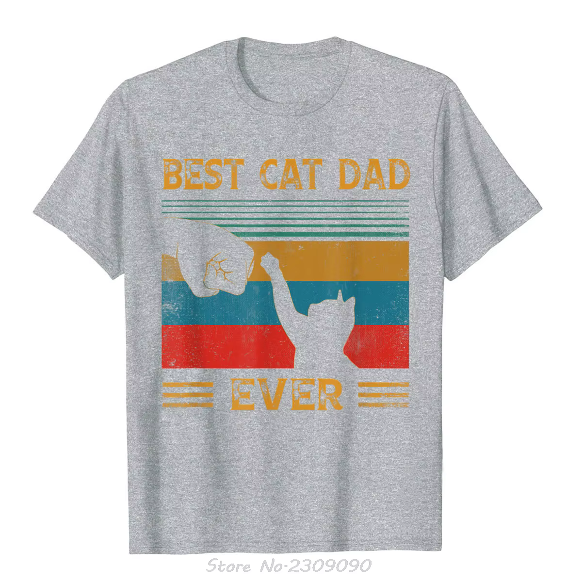 T-shirt en coton Vintage meilleur chat papa jamais bosse