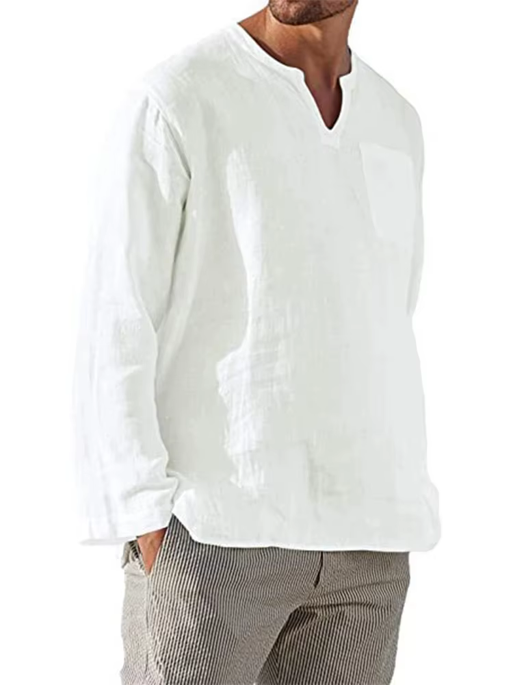 T-Shirt à Manches sulfen Coton et Lin pour Homme