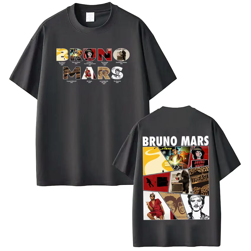 Bruno Mars The Romantic Album Tour 2026 T-shirt homme femme Hip-hop Harajuku T-shirts à manches courtes décontractés amples et surdimensionnés