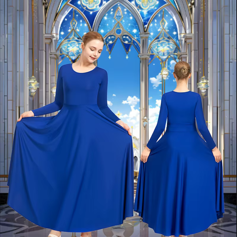 Robe de danse de louange de noël à manches longues pour femmes