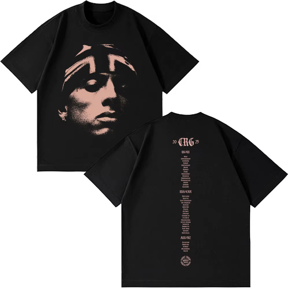 Rappeur Central Cee ne peut pas RUSH GREATNESS World Tour 2025 T-shirt hommes femmes mode Hip Hop manches courtes surdimensionné t dessus de chemise