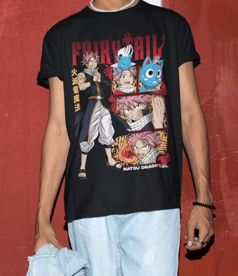 T-shirt queue de fée gris Fullbuster Natsu Dragneel Dragon Slayers chemise Anime