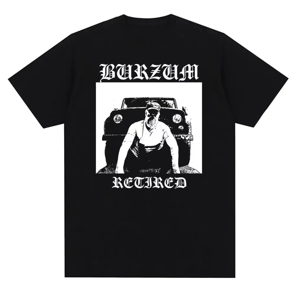 T-shirt vintage en métal avec impression de couverture d'album Burzums