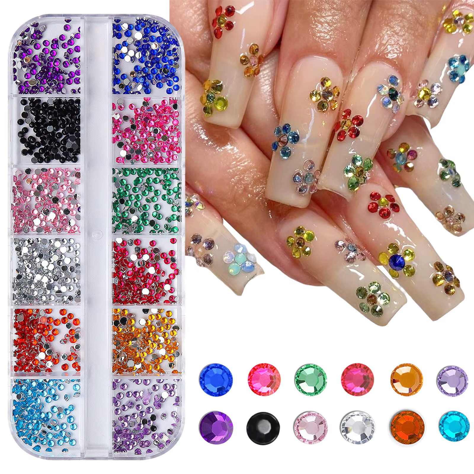 12 grilles de strass en cristal scintillant pour Nail Art