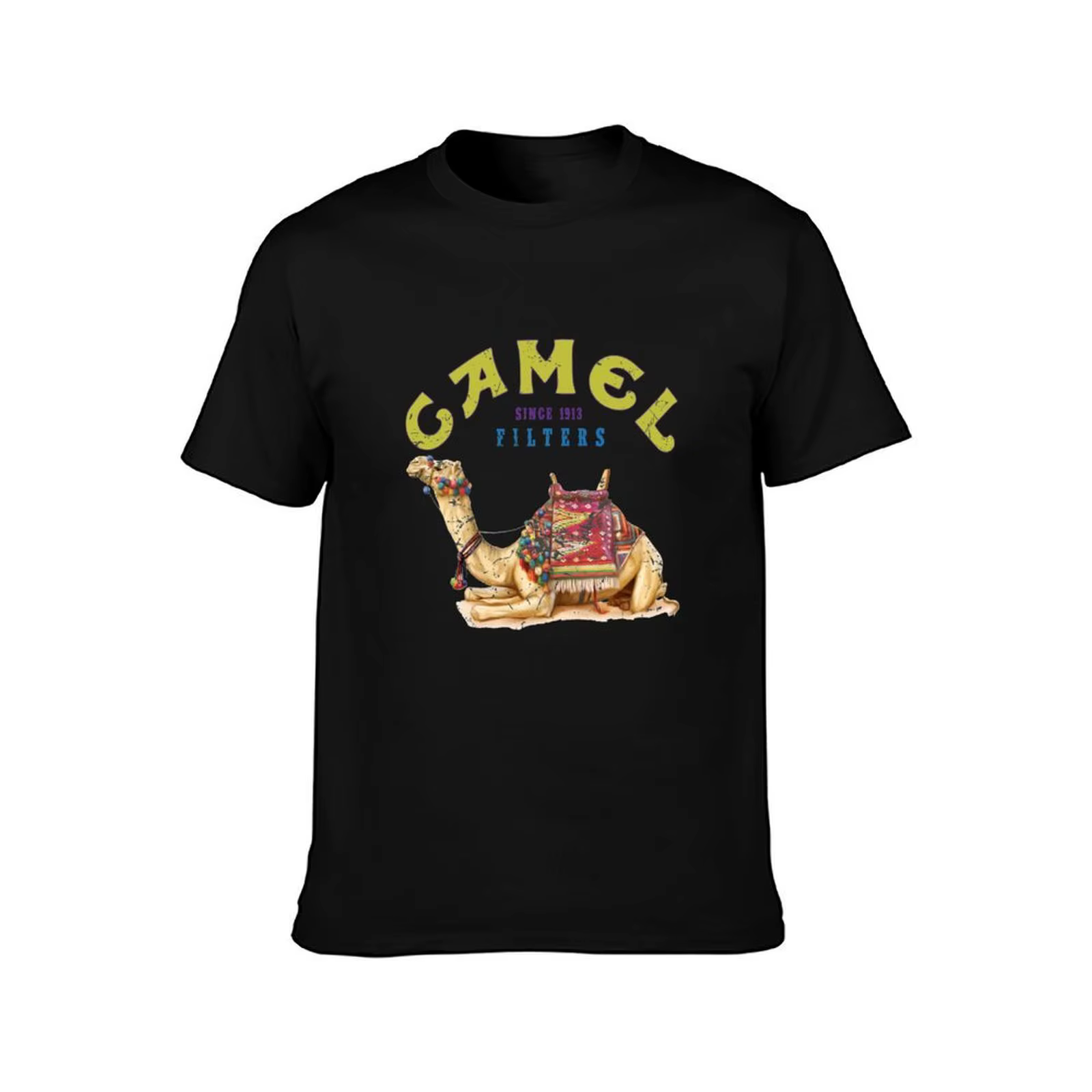 T-shirt à manches courtes décontracté et simple avec motif Joe Camel de Dromedary