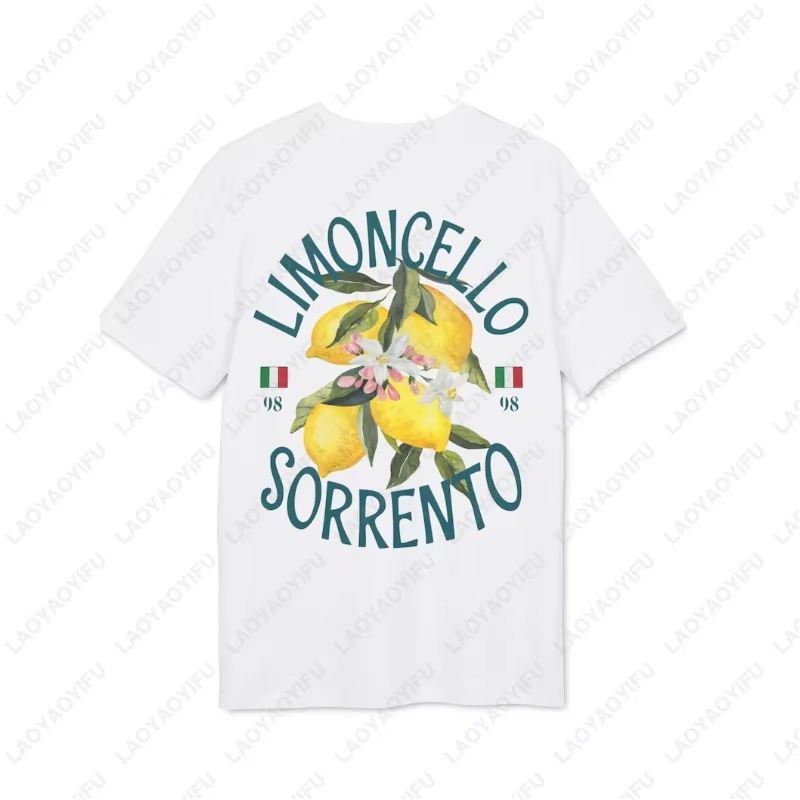 Limoncello t-shirt homme femme unisexe tendance minimaliste plage vacances vêtements italie Dolce Vita imprimé coton
