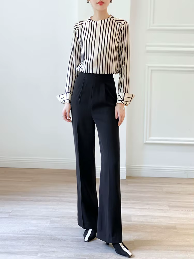 Mode luxe dames chemise France style femme impression blouse à manches longues hauts blusa mujer