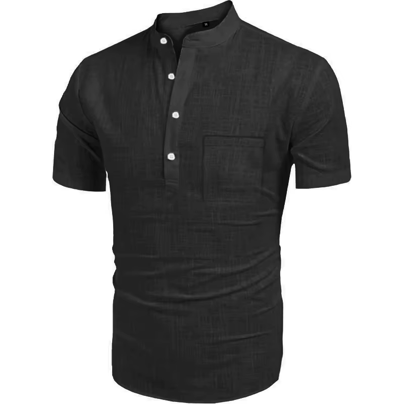 Été hommes Henley Shot manches t-shirt casual Hippie plage coton col de chemise léger Yoga