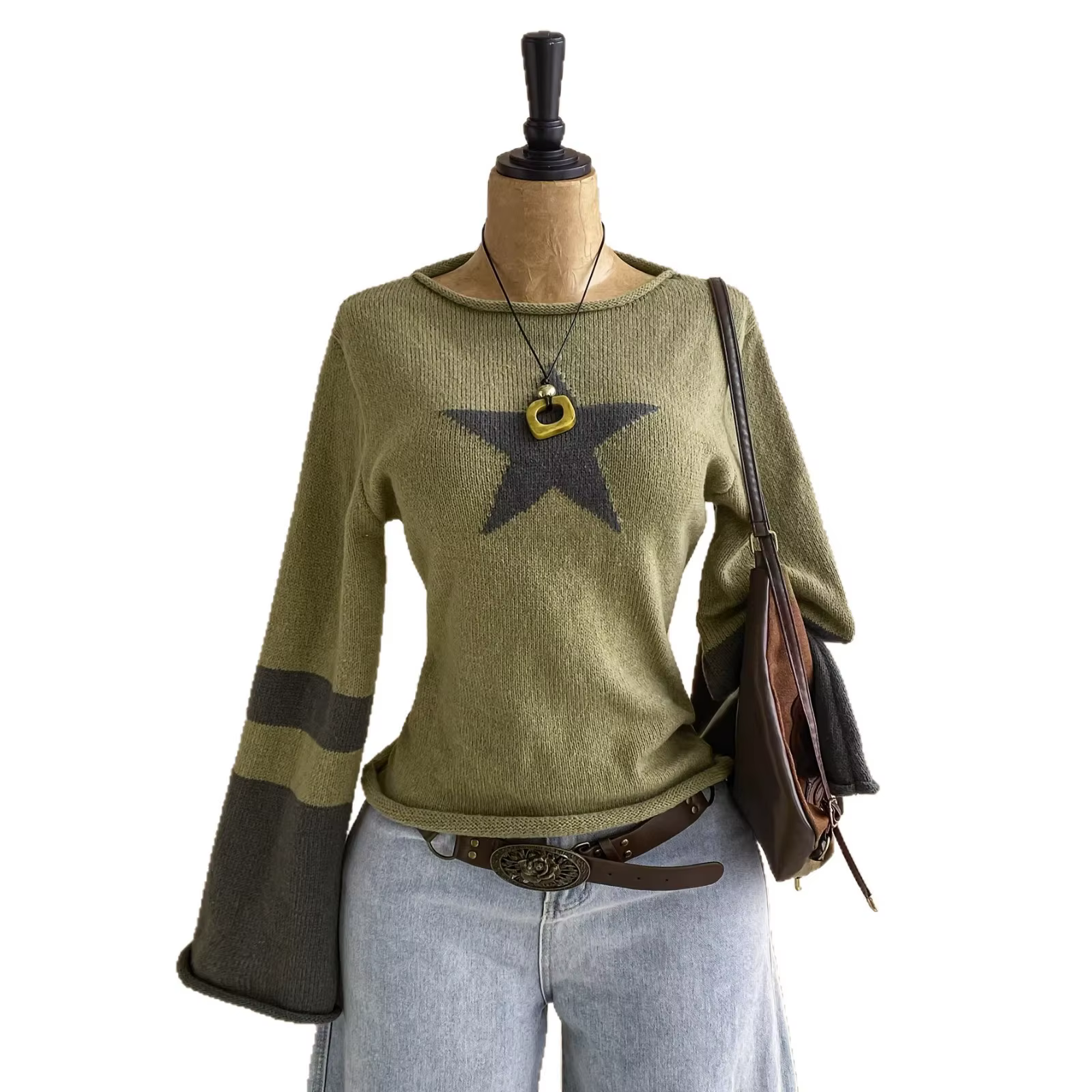 Chemise en tricot à manches longues amincissante