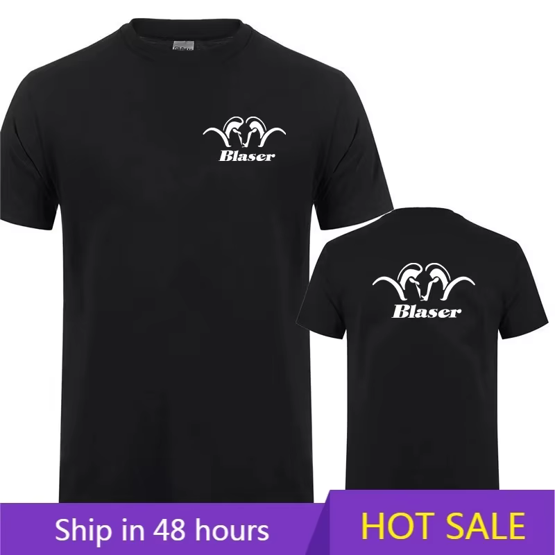 Blaser T-shirt d'été en coton à manches courtes pour hommes