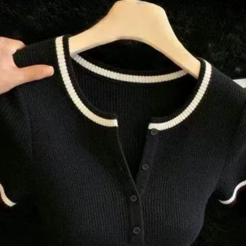 Pull en maille à manches courtes pour femme