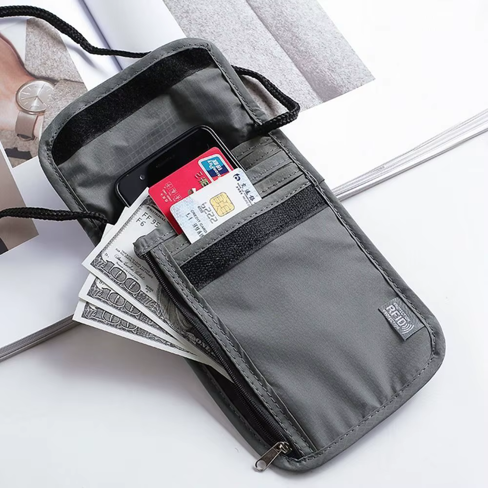 Sac de voyage portable en nylon RFID pour passeport et documents d'identité