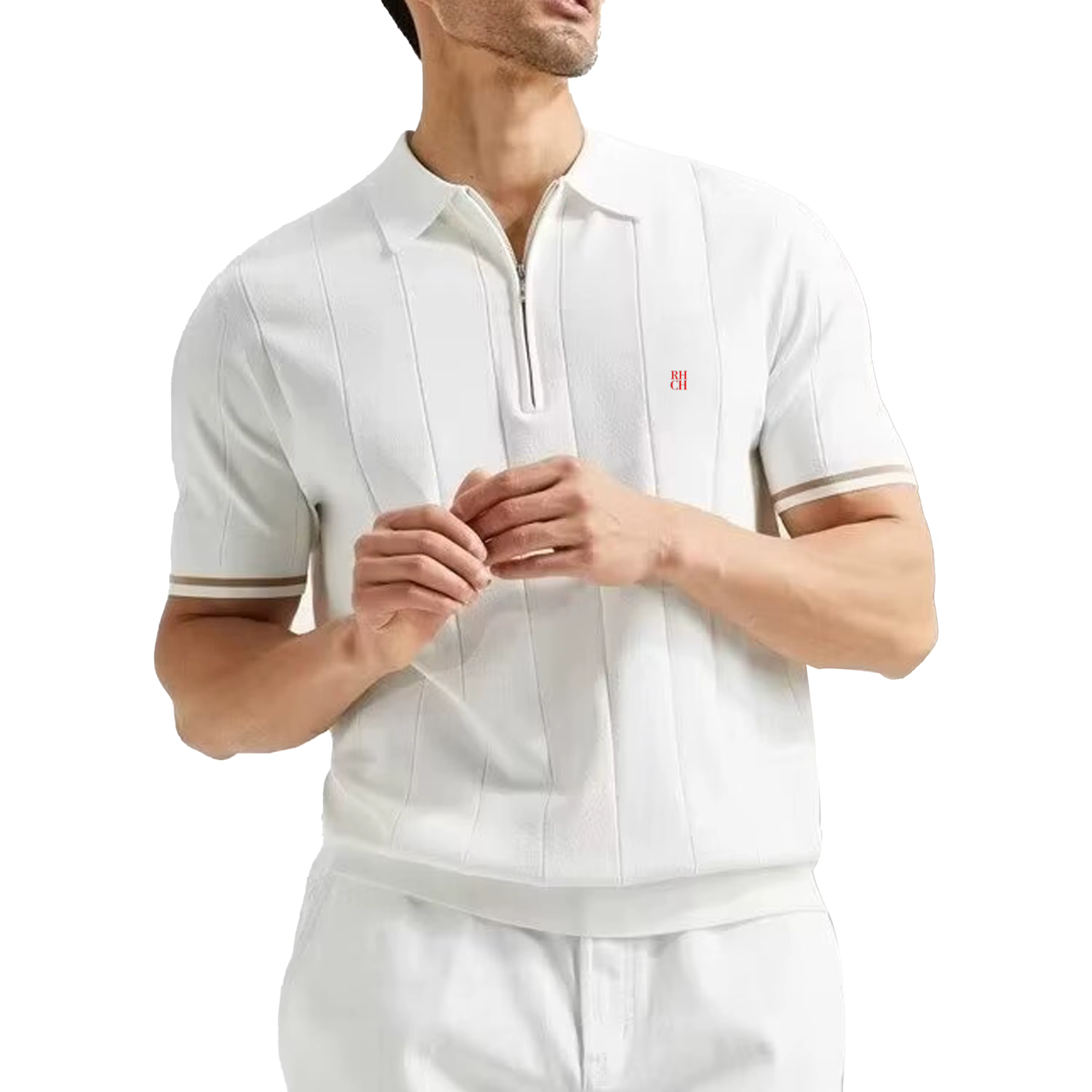 Polo à manches courtes pour homme RHCH avec col demi-zip