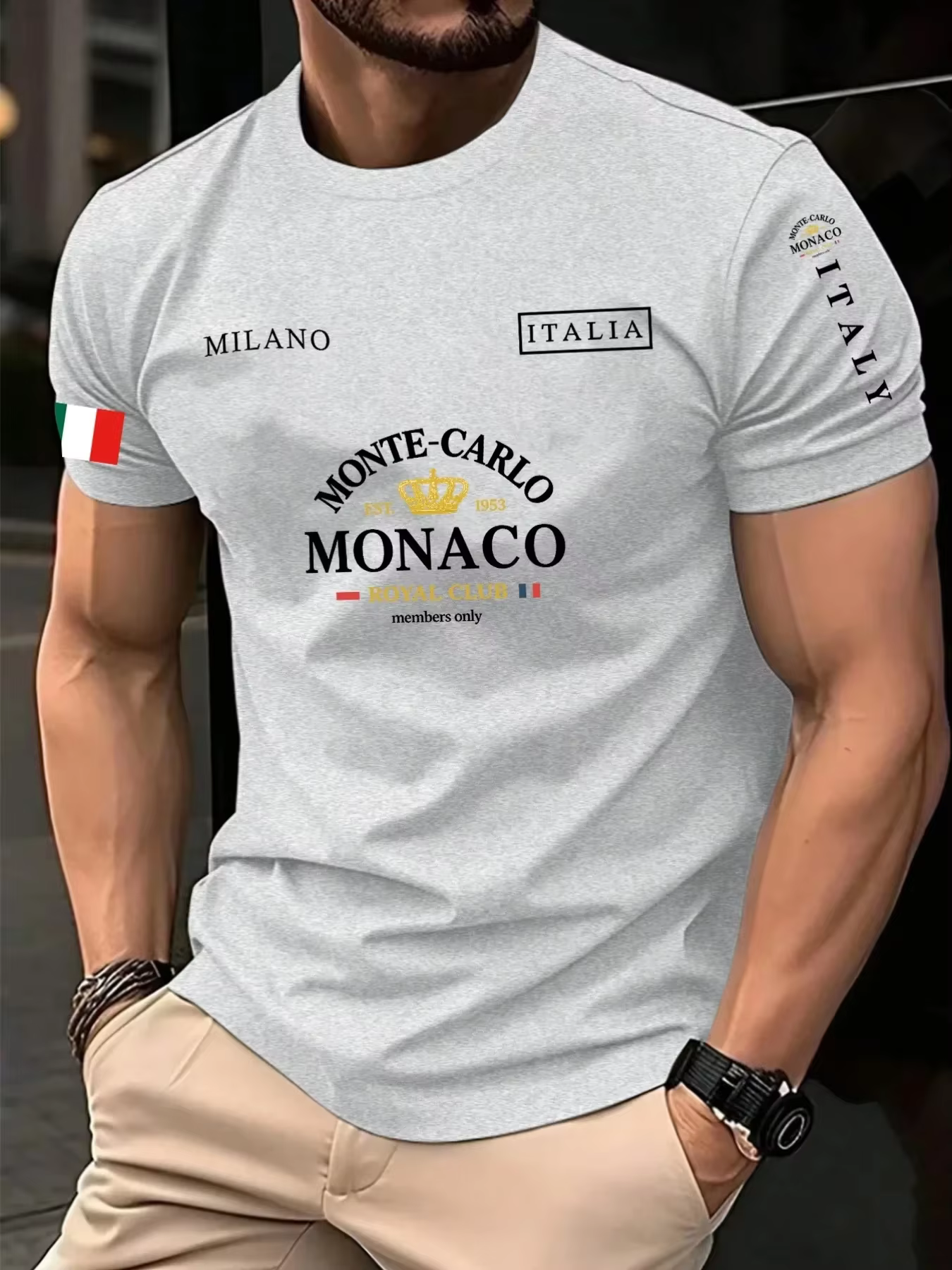 Nouvelle Arrivée 2026 – T-shirt Décontracté Homme à Imprimé 3D Lettres Monaco