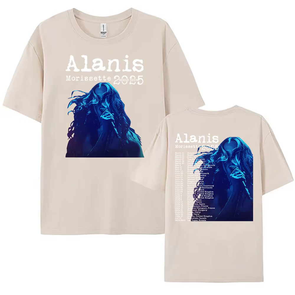 Alanis Morissette 2025 Tour du monde T-shirt à manches courtes col rond femmes/hommes t-shirts Streetwear Hip Hop