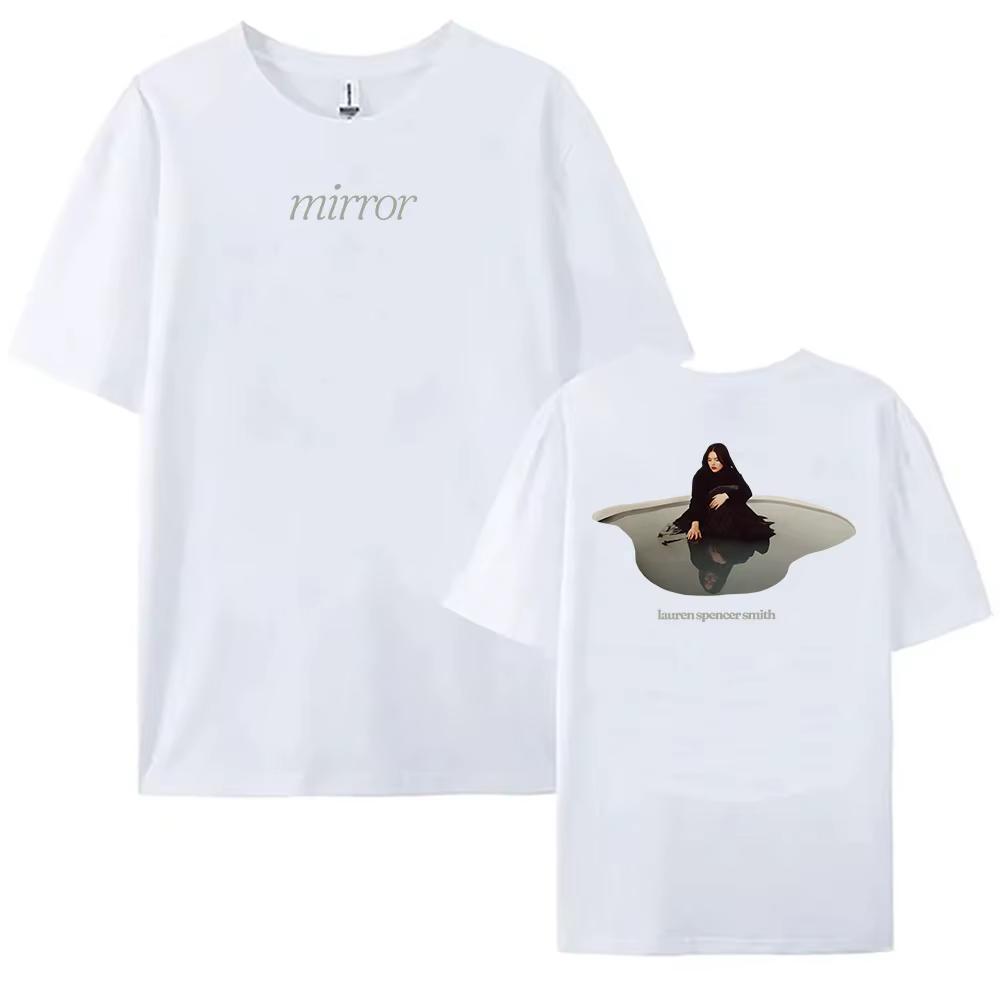 Miroir LAUREN SPENCER SMITH T-shirt Coton Lâche Unisexe Streetwear Chanteur Impression Mode Femme