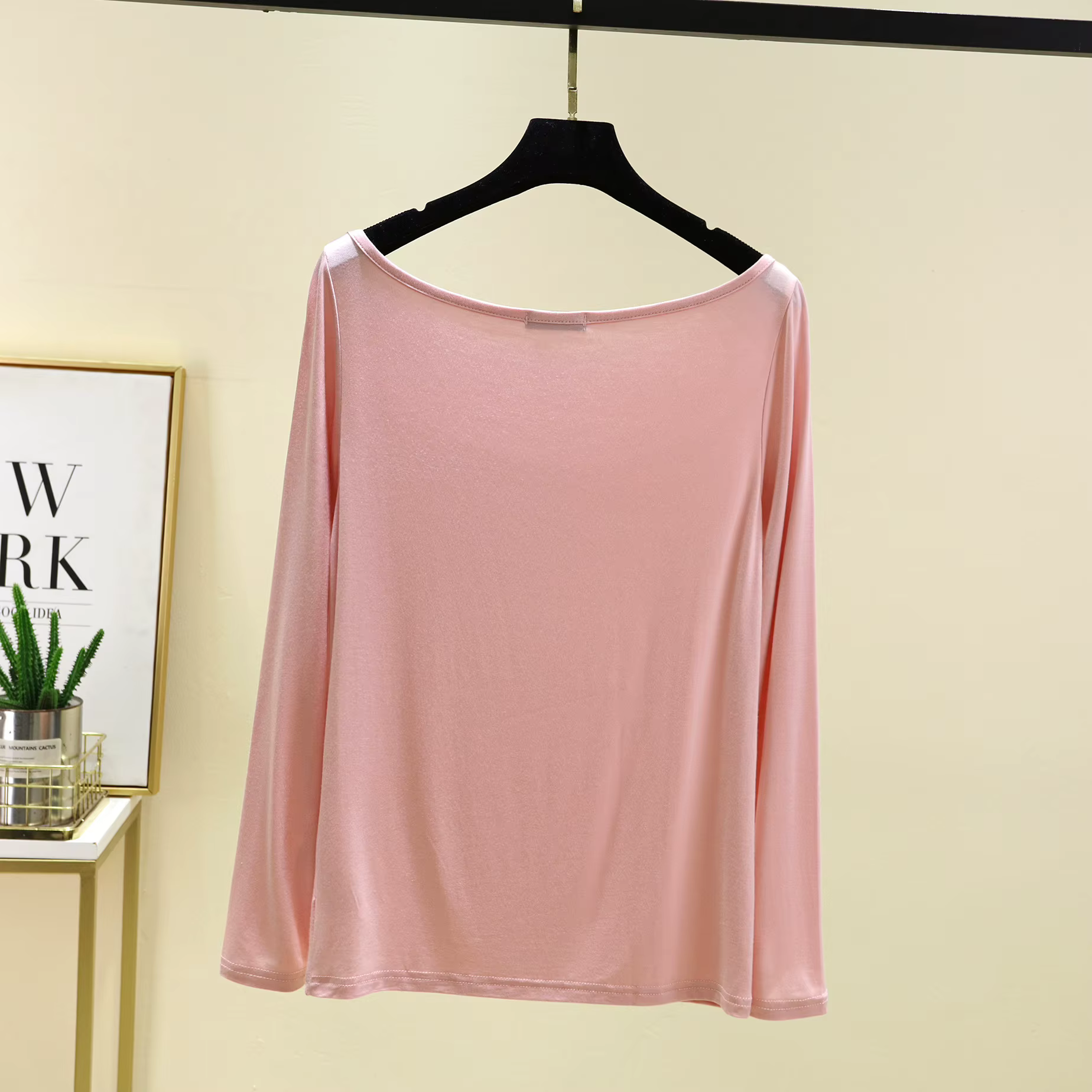 Modal col bateau t-shirts manches longues femmes coupe ajustée T-Shirt couleur unie couche de Base haut maillot de