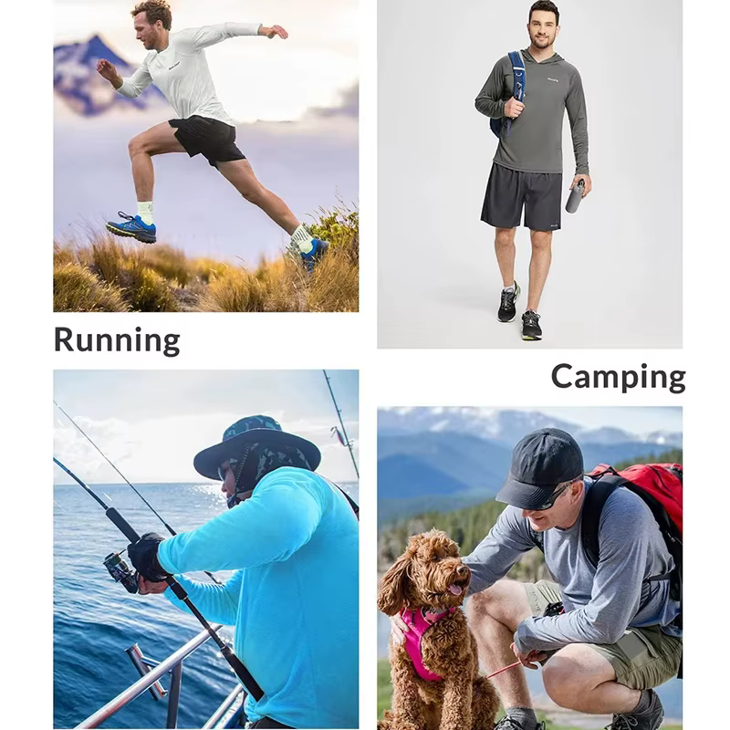 Sweat à capuche pour hommes Protection solaire UPF50 + T-Shirt à manches longues chemise de cyclisme à capuche séchage rapide respirant crème solaire UV chemises de pêche