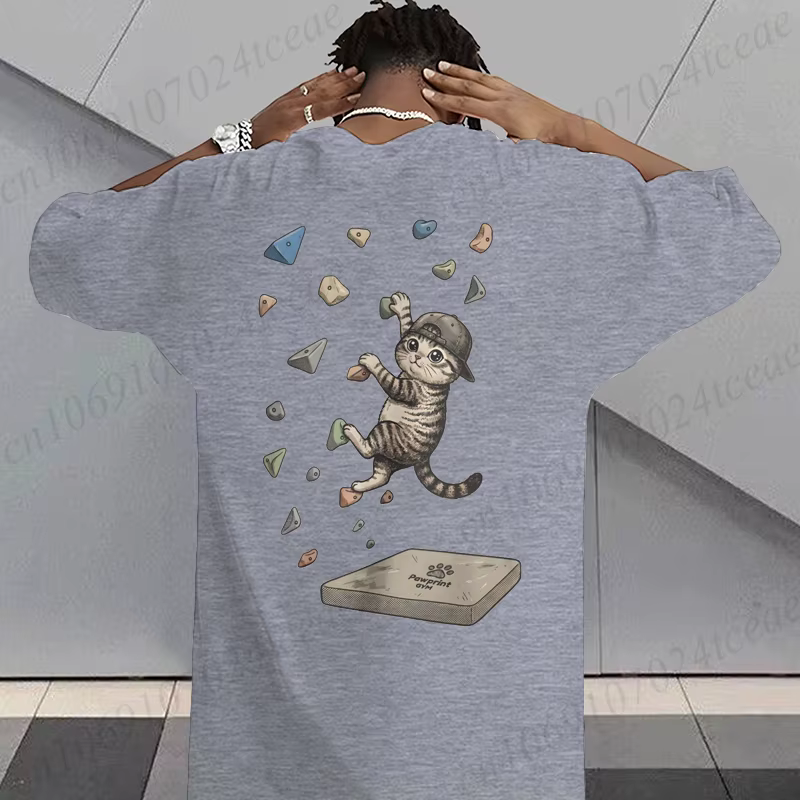 T-shirt graphique chat grimpeur pour hommes et femmes
