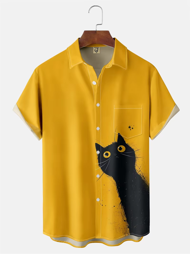 Chemises graphiques de chat de dessin animé mignon pour hommes et femmes