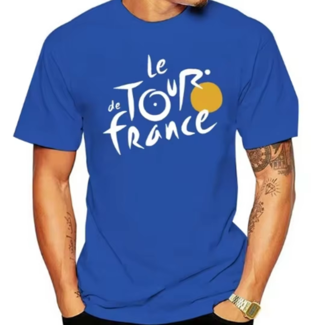 Vente chaude nouveau Tour de France hommes lettre imprimée confortable et respirant col rond T-shirt extérieur haut décontracté