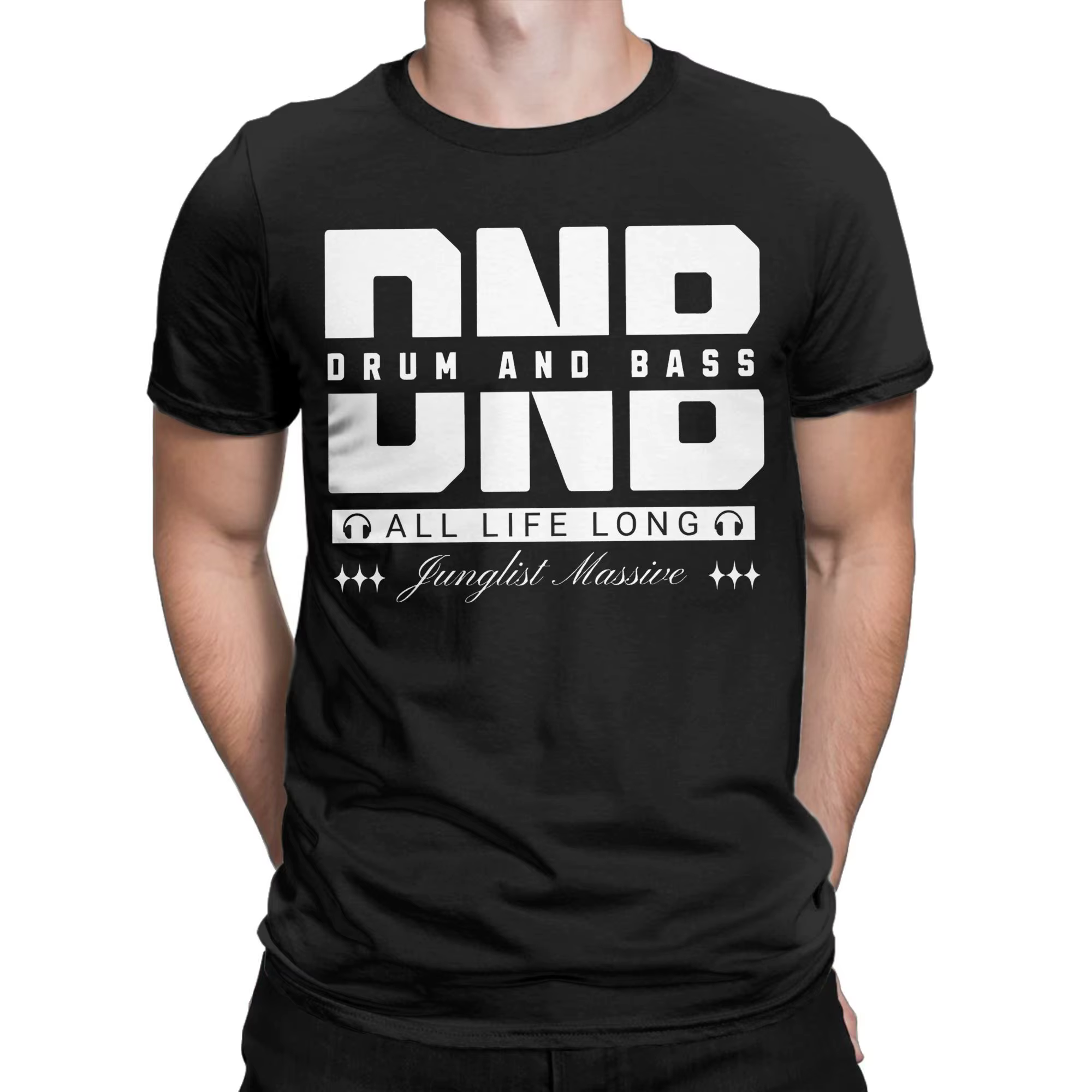 Décontracté DNB tambour et basse t-shirt hommes col rond manches courtes hauts coton été
