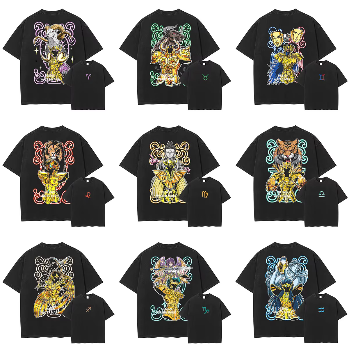 Anime Saint Seiya T-shirt zodiaque doré Shaka Saga Muu Shun Vintage lavé hauts t-shirts surdimensionné à manches courtes