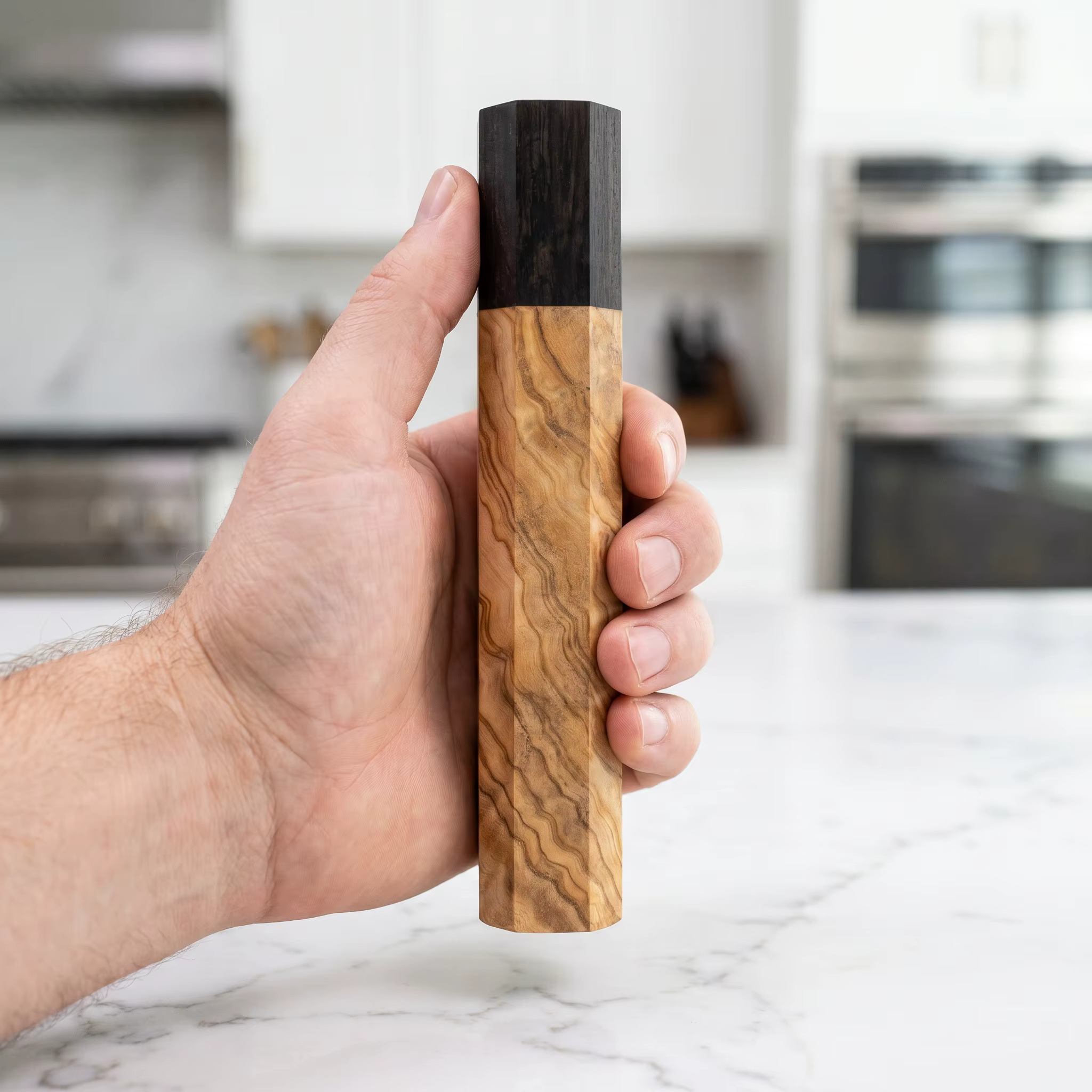 1 pièce Manche de couteau octogonal en bois d'ébène et Kibao rouge pour la fabrication de couteaux de cuisine de style japonais et de couteaux à poisson cru