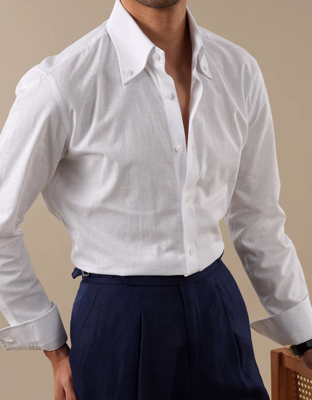 Chemise d'été en mélange de lin pour homme