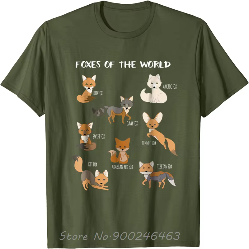 Renards du monde drôle renard animaux T-Shirt éducatif hauts à la mode coton
