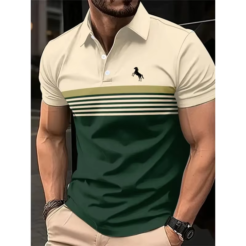 Chemises polo à rayures simples pour hommes