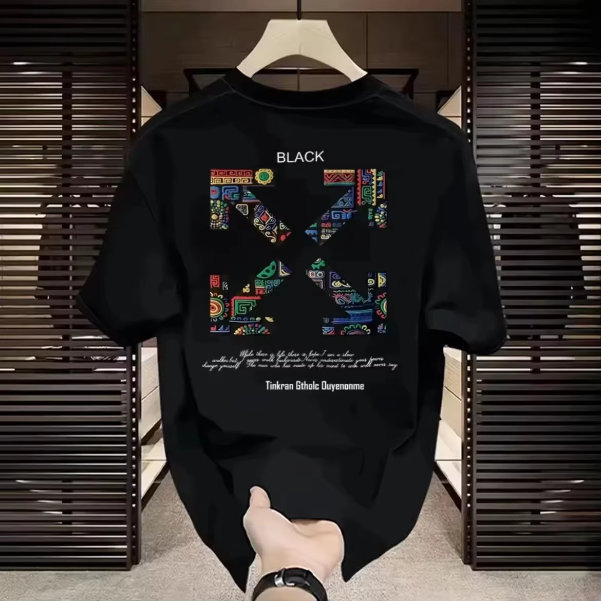 T-shirt pour homme en coton 100% premium avec imprimé flèche géométrique coloré