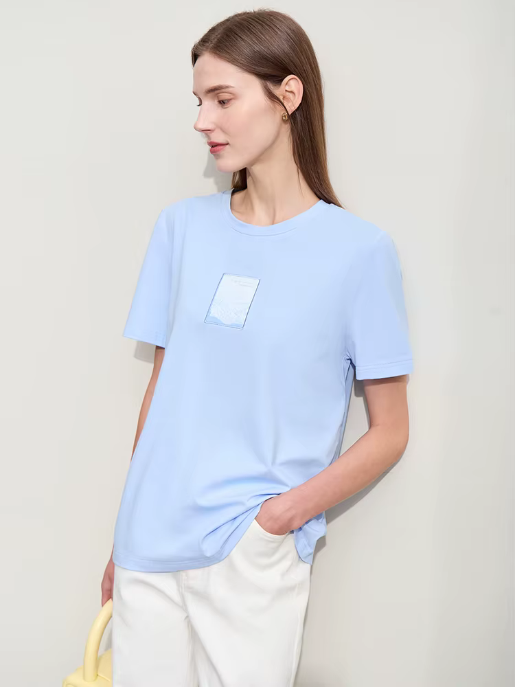 Amii-T-shirt manches courtes col rond femme