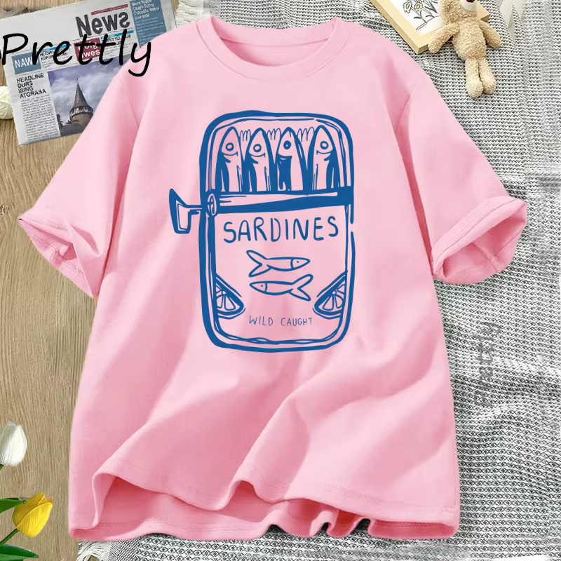 Sardine T-shirt pêcheur plage à manches courtes coton