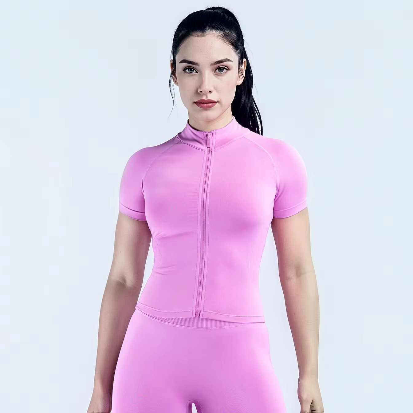 Haut d'entraînement ajusté de haute qualité pour femme - T-shirt de yoga à manches courtes
