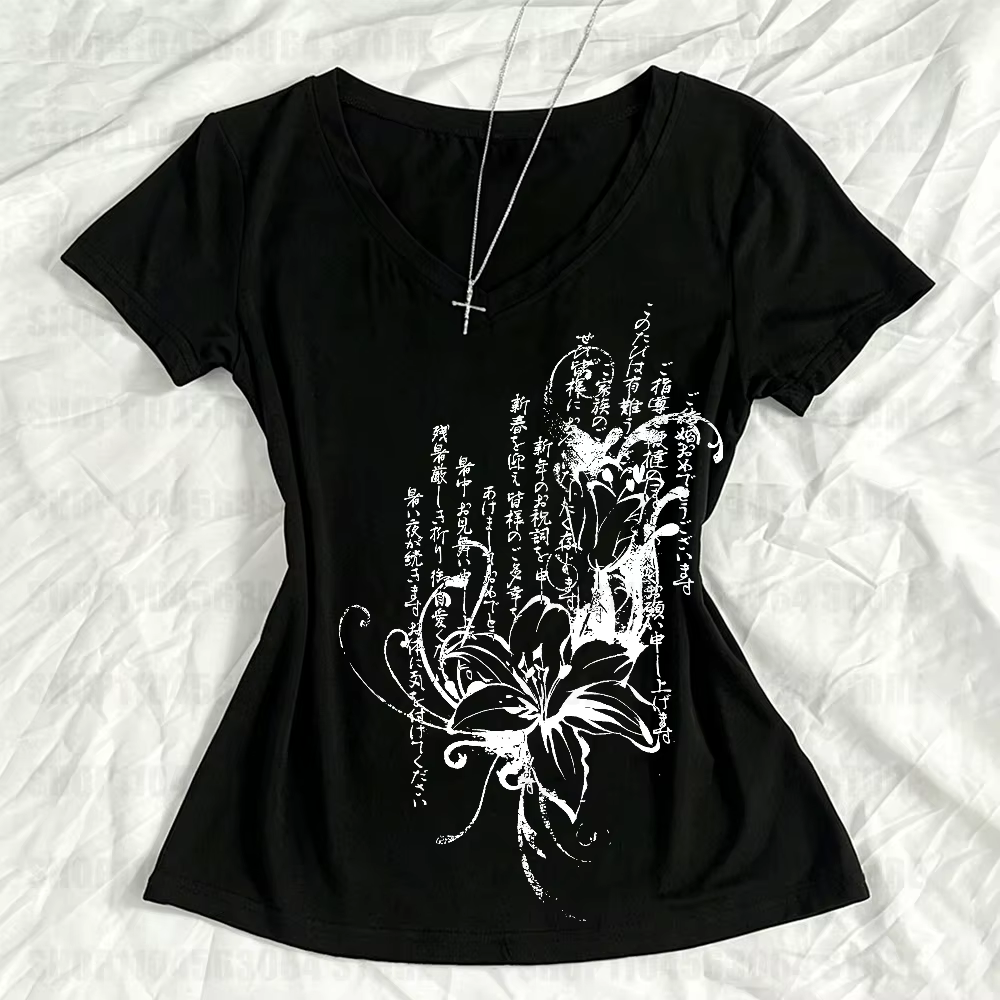 T-shirt pour femme, imprimé gothique d'été
